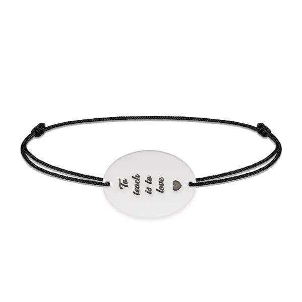 Master - Bratara personalizata snur pentru absolvire "To teach is to love" din argint 925