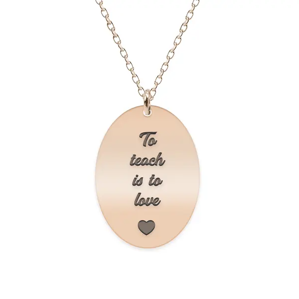 Master - Colier personalizat absolvire "To teach is to love" din argint 925 placat cu aur roz