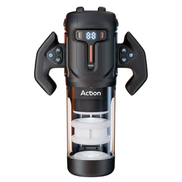 Masturbator automat ZYON Action Man, cu mânere, 4 funcții de rotație și penetrare automată, 4 viteze, negru