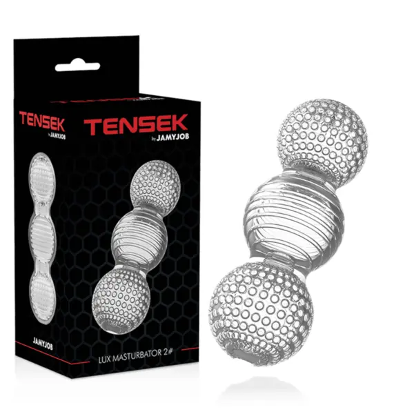 Masturbator JAMYJOB – Tensek 2, textură internă stimulatoare cu protuberanțe, material TPE, transparent