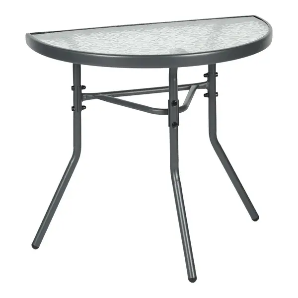 Masuta de cafea de gradina consola semicerc, Bion, Gri inchis, 70x40x65 cm