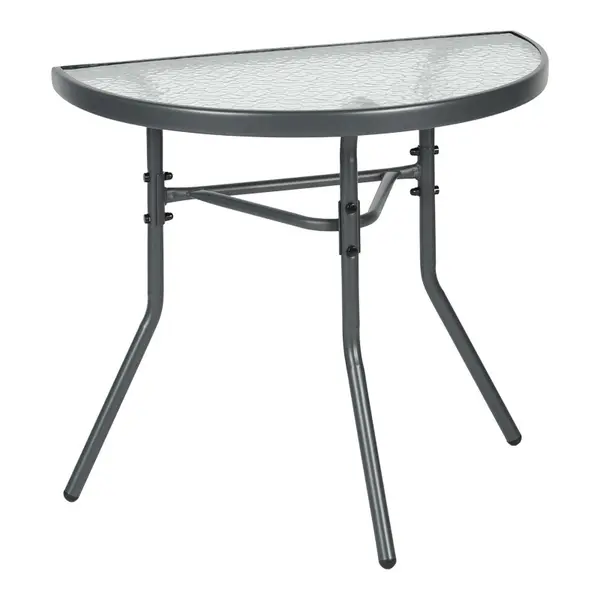 Masuta de cafea de gradina consola semicerc, Bion, Gri inchis, 70x40x65 cm