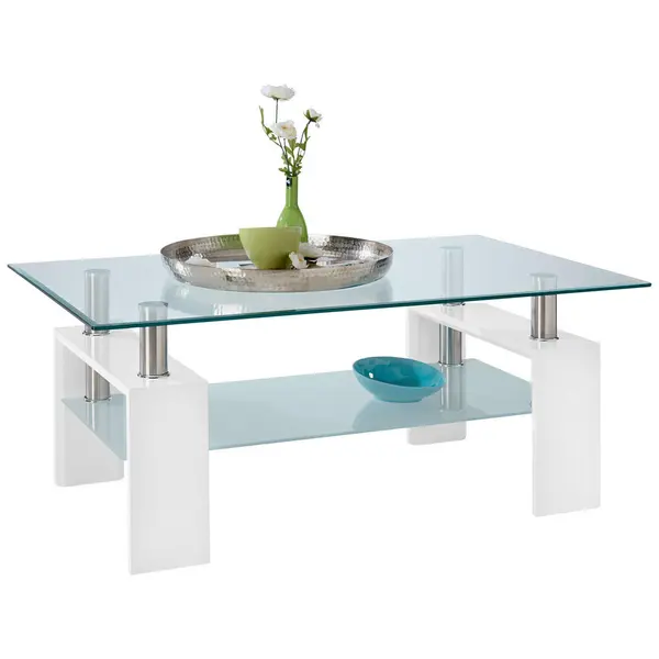 Măsuță De Cafea din metal, sticlă, material pe bază de lemn, 100/60/45 cm