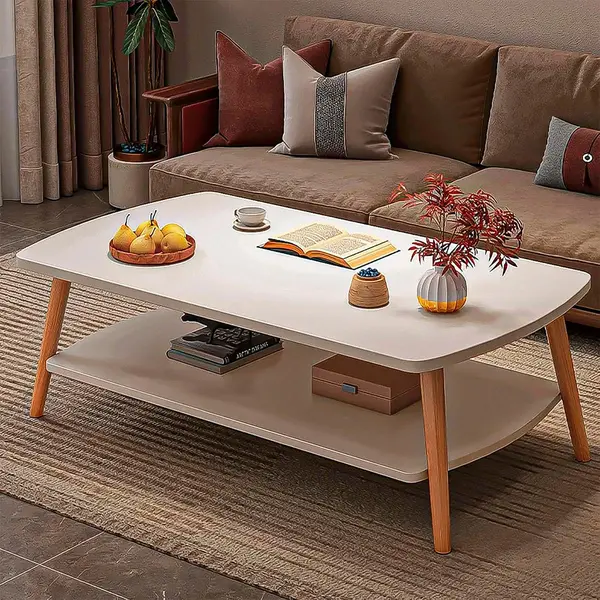 Masuta de cafea dreptunghiulara, cu colturi rotunjite, 2 niveluri, 100x48x42 cm