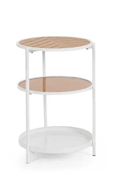 Masuta de cafea HALDOR WHITE Ø40 x 60 CM - Lemn