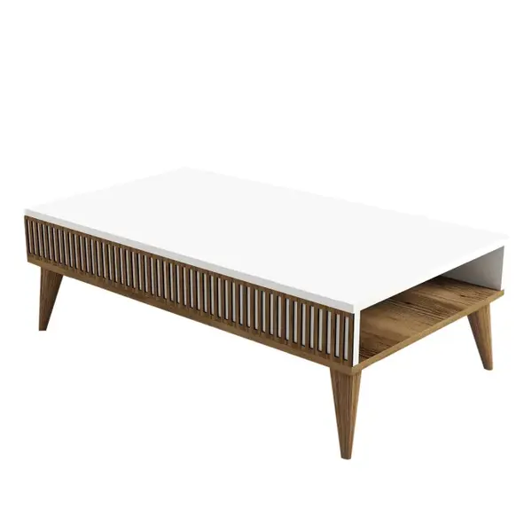 Masuta de cafea MILAN, nuc + alb, 105x60x34,6 cm