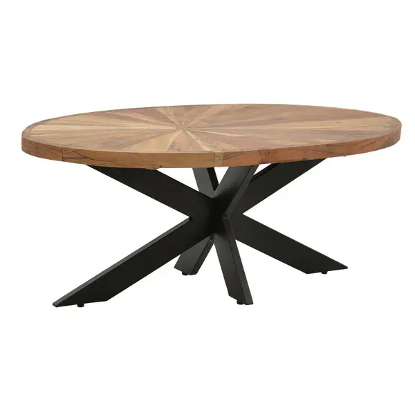 Masuta de cafea ovala Fardy lemn masiv de acacia, nuc - negru, 120x60x45 cm