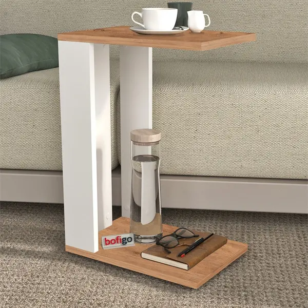 Masuta de cafea pe roti, masuta living 90 x 42 cm cu blocaj roti mobilitate in living, raft inferior pentru reviste sau telecomanda, PAL melaminat 18 mm bicolor Pin + Antracit, stil modern industrial