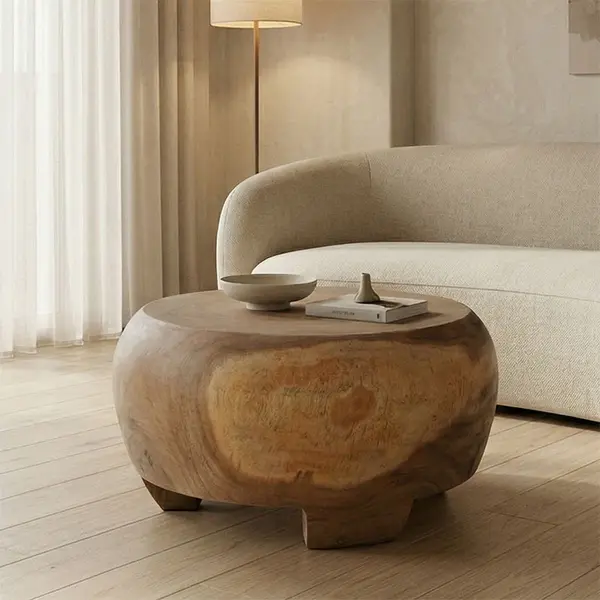 Măsuță de cafea Terra din lemn Suar, Natural, Ø60x36 cm