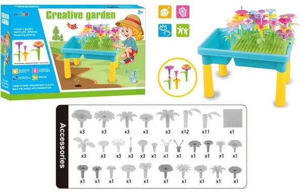 Masuta de creatie cu activitati 2-in-1 Matadi Creative Garden,utilizare versatila,accesorii constructie incluse