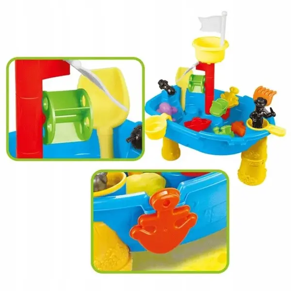 Masuta de joaca copii cu apa si nisip Matadi Micul pirat cu accesorii nisip incluse,dimensiune 51x30.5x58 cm