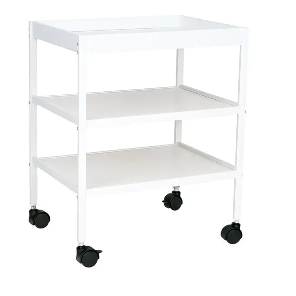 Masuta de schimbat, Qmini, Cu 2 polite pentru depozitare, Potrivita pentru saltelute de infasat de 70x50 cm, Inaltime 86 cm, Alb