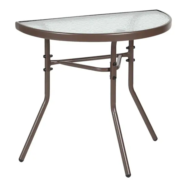 Masuta semi-rotunjita Bion pakoworld sticla-metal in culoarea maro, 70x40x65cm Masuta semi-rotunjită Bion pakoworld sticla-metal în culoarea maro, 70x40x65cm