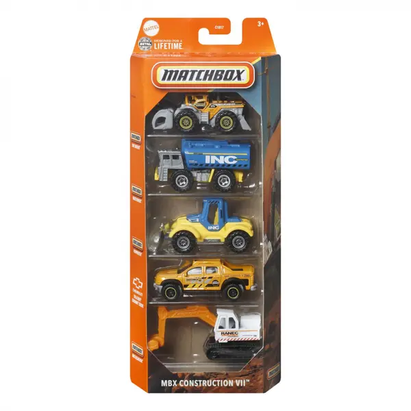 MATCHBOX SET 5 MASINUTE METALICE MBX CONSTRUCTION VII SCARA 1:64