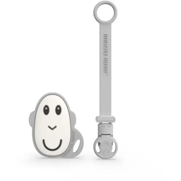 Matchstick Monkey Flat Face Teether & Soother Clip set cadou pentru copii Grey