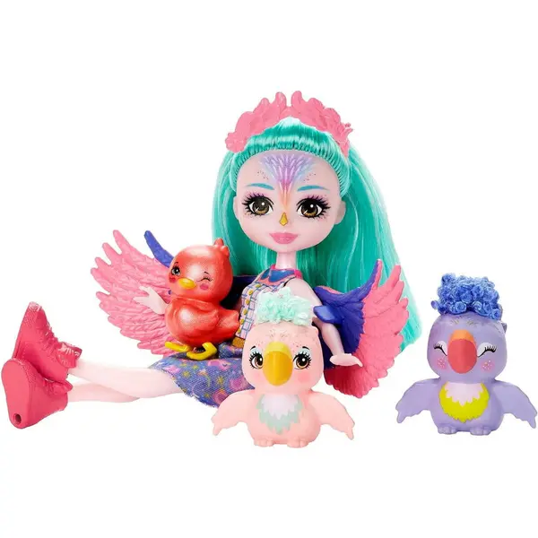 MATTEL Papusa fashion MATTEL HKN15, Multicolor, cu 4 accesorii si 3 pasari, Varsta recomandata 4+ ani