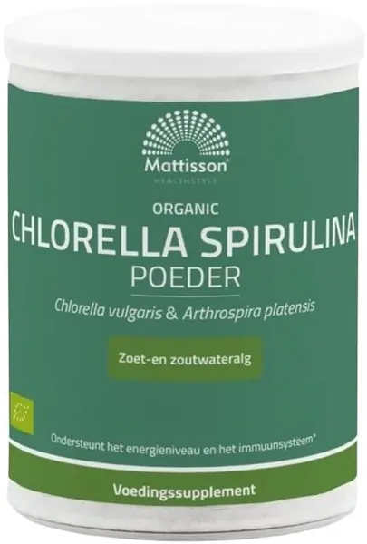 Mattisson Healthstyle Pudră organică de Chlorella Spirulina, 125 g