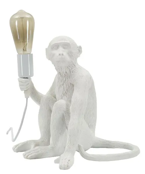 Mauro Ferretti Lampă De Masă Design Maimuță Șezută Alb Cm 33X33X30 | Aosom Romania