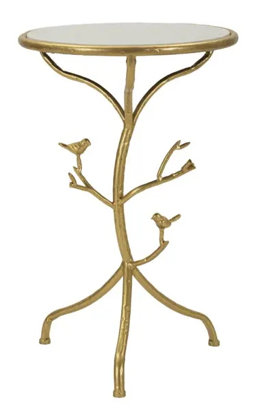 Mauro Ferretti Măsuță Mică Birds Marble, Diametru 38 Cm, Înălțime 60 Cm | Aosom Romania