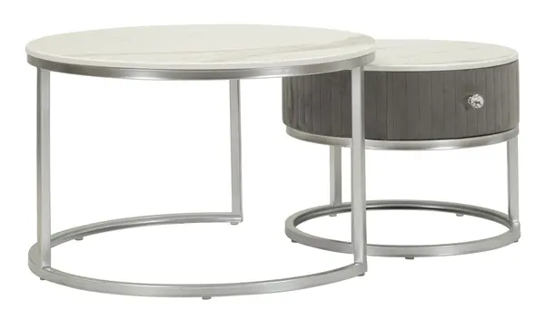 Mauro Ferretti Set De 2 Masute De Cafea Grays Cm Ø 70X45-50X38 | Aosom Romania