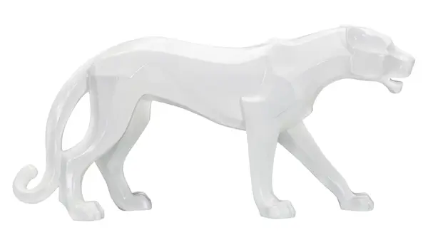 Mauro Ferretti Statuie In Forma De Pantera, Alba cm 70X18X32,5 | Aosom Romania