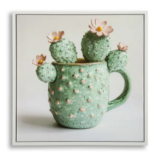 Mauro Ferretti Tablou Imprimat Pe Pânză Lacuită, Cu Ramă, Model ,,Borcan Cu Cactus", Varianta C, Dimensiuni 40 X 2,8 X 40 Cm | Aosom Romania