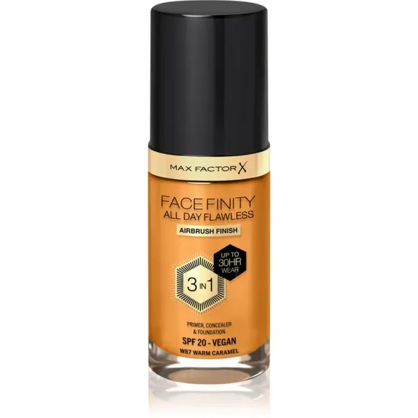 Max Factor Facefinity All Day Flawless machiaj persistent SPF 20 culoare 87 Warm Caramel 30 ml