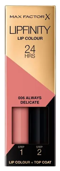 Max Factor Lipfinity Ruj lichid de lungă durată, 006 Always Delicate, 2.3 ml
