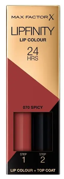 Max Factor Lipfinity Ruj lichid de lungă durată, 070 Spicy, 2.3 ml