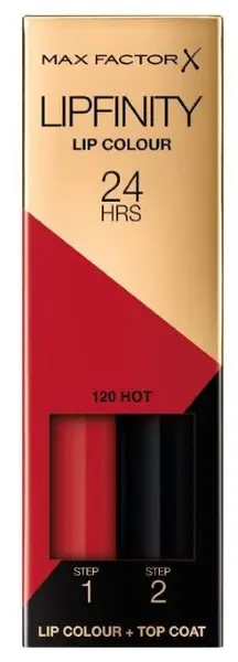 Max Factor Lipfinity Ruj lichid de lungă durată, 120 Hot, 2.3 ml