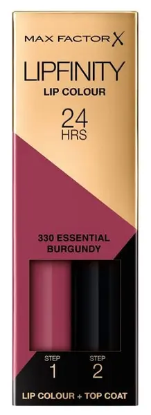 Max Factor Lipfinity Ruj lichid de lungă durată, 330 Essential Burgundy, 2.3 ml