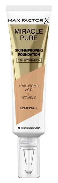 Max Factor Miracle Pure Fond de ten, 45 Warm Almond, SPF30, 30 ml