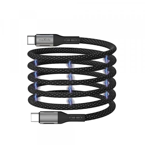 MaXlife Cablu Date si Incarcare USB-C - USB-C MaXlife MXUC-11 Magnetic, 100W, 1m, Negru