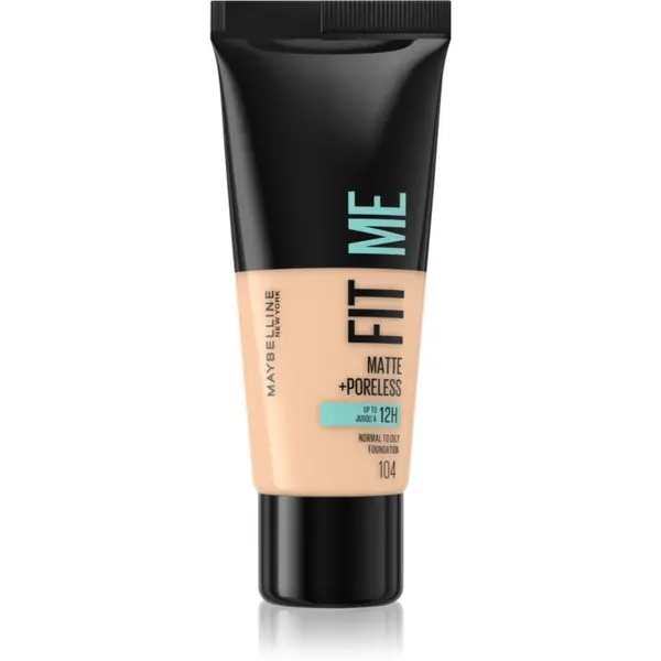 MAYBELLINE NEW YORK Fit Me! Matte+Poreless machiaj mat pentru piele normală și grasă culoare 104 Soft Ivory 30 ml