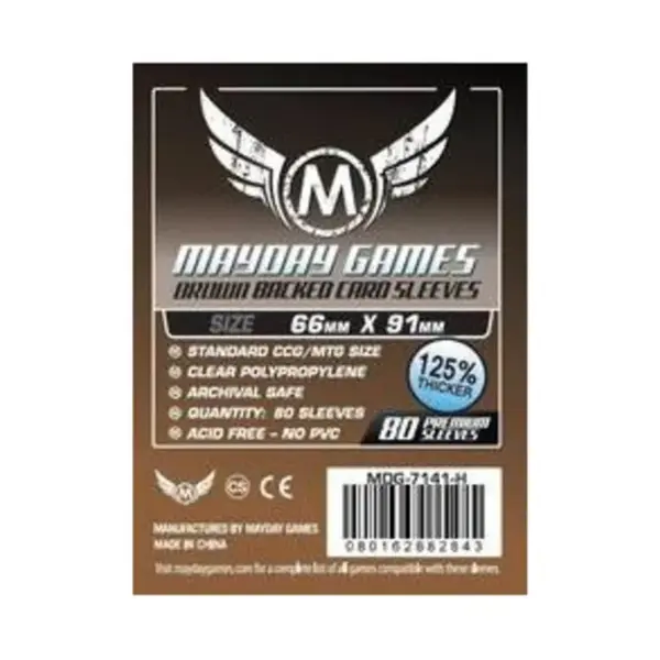 Mayday Card Game Sleeves - 66x91mm Brown Backed