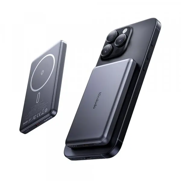 Mcdodo Baterie Externa Wireless McDodo MC-4641 Meta, 5000mAh, 20W, PD + FQI, 1 x QI - 1 x USB-C, Neagra