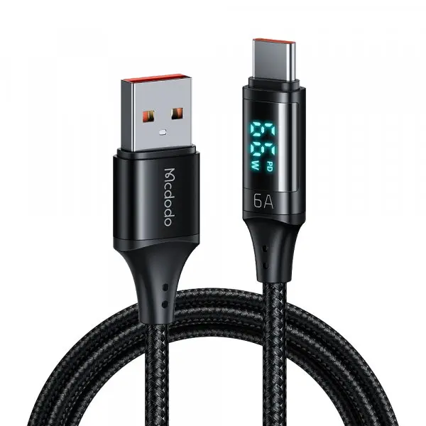 Mcdodo Cablu Date si Incarcare USB-A - USB-C McDodo CA-1080 Display, 66W, 1.2m, Negru