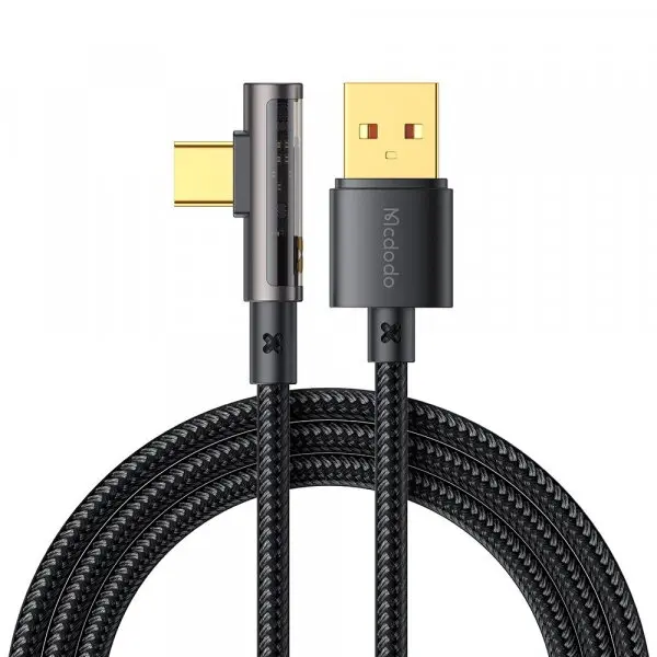 Mcdodo Cablu Date si Incarcare USB-A - USB-C McDodo CA-3380 Angled, 100W, 1.2m, Negru