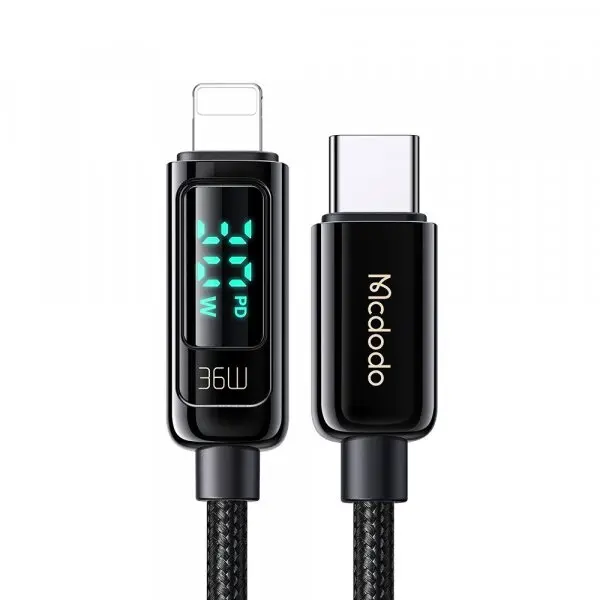 Mcdodo Cablu Date si Incarcare USB-C - Lightning McDodo CA-8810 Display, 36W, 1.2m, Negru