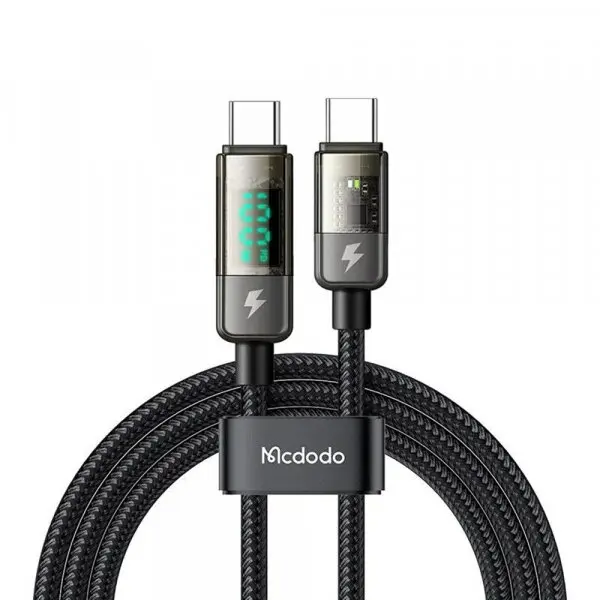 Mcdodo Cablu Date si Incarcare USB-C - USB-C McDodo CA-3610 Display Auto Power Off, 100W, 1.2m, Negru