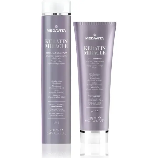 Medavita Keratin Miracle Sleek Hair Kit set pentru catifelarea si hranirea parului uscat si indisciplinat