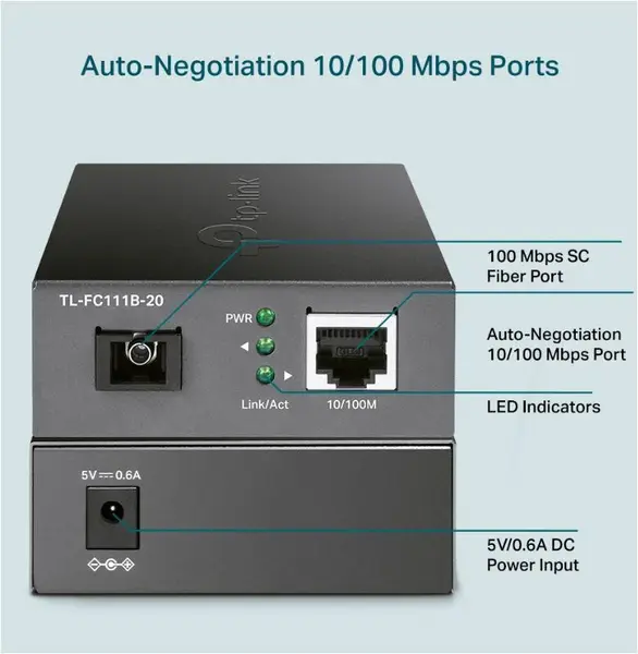 Media Convertor WDM 10/100 Mbps bidirectional 20km TP-Link - TL-FC111B-20