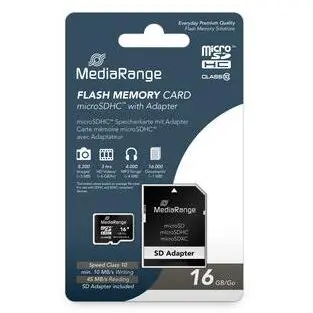 MediaRange Card de memorie MediaRange MR958, 16GB, Micro SDHC, Class 10 cu adaptor SD
