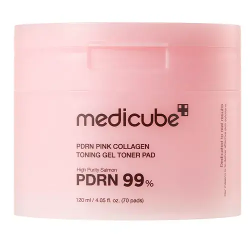 Medicube - Dischete gel tonifiante cu colagen roz PDRN, 120ml, 70 buc