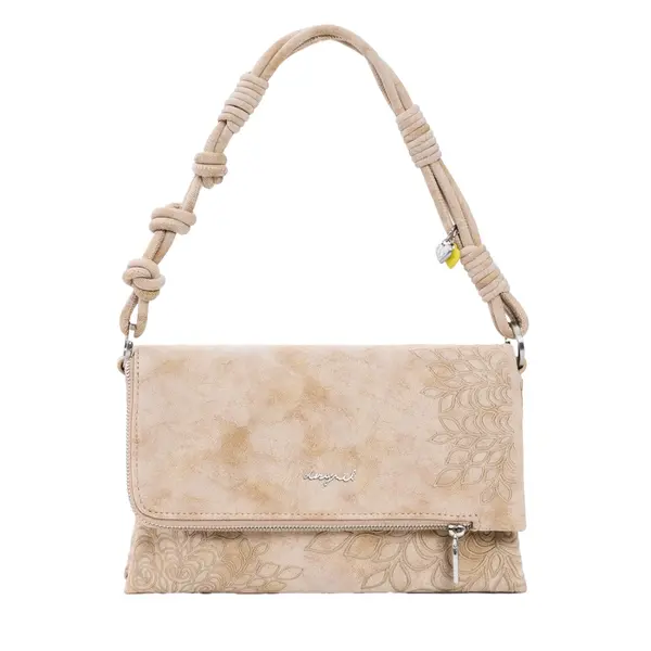 Medium bag with embroidered flap white