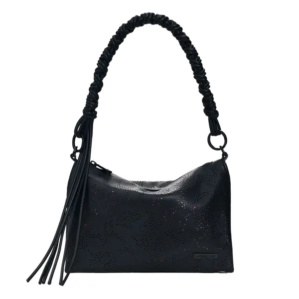 Medium bag with flowers black