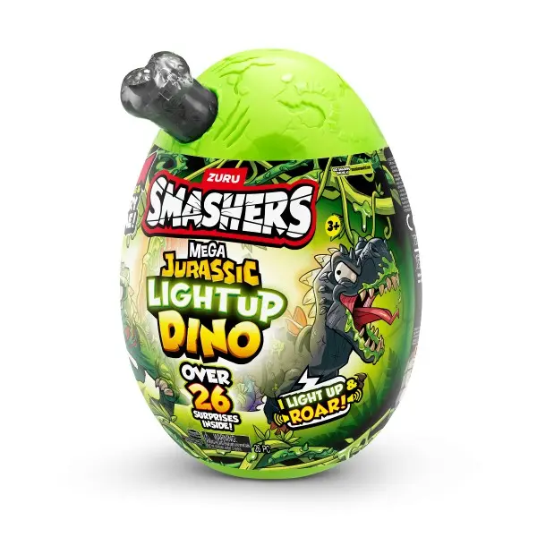 Mega Ou surpriza Smashers cu peste 26 accesorii, Dino Jurassic Light-Up