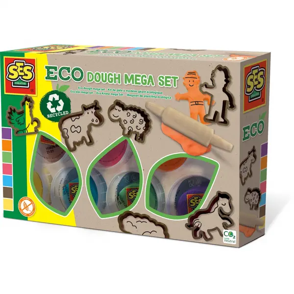 Mega set Plastilina eco cu unelte din lemn