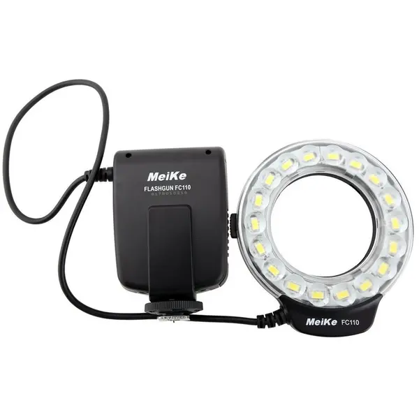 Meike Blitz macro Meike MK-FC100 cu LED-uri si functie de lumina continua