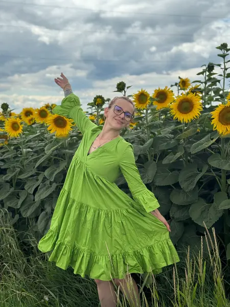 MeiMeij Rochie din bumbac verde Stefania - 42 IT